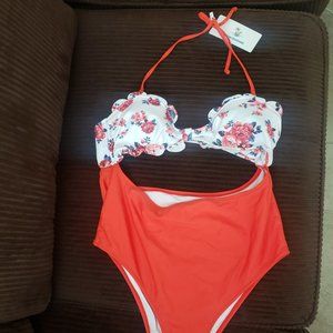 Beachsissi Stringy Selvedge Floral Print One Piece